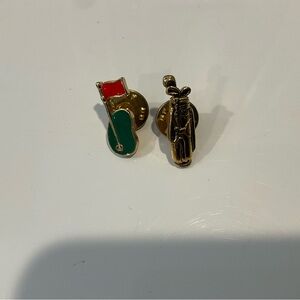 Golf Themed Gold and Green Enamel Lapel Pins
